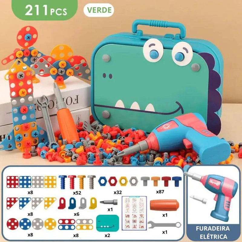 Maleta de Ferramentas Infantil + Furadeira Elétrica