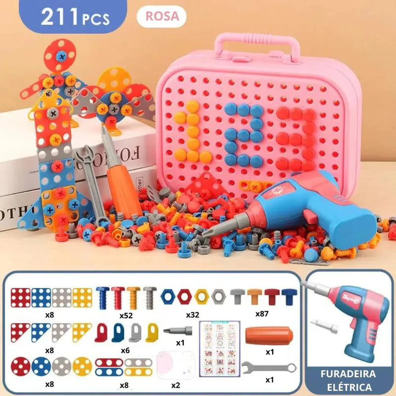 Maleta de Ferramentas Infantil + Furadeira Elétrica
