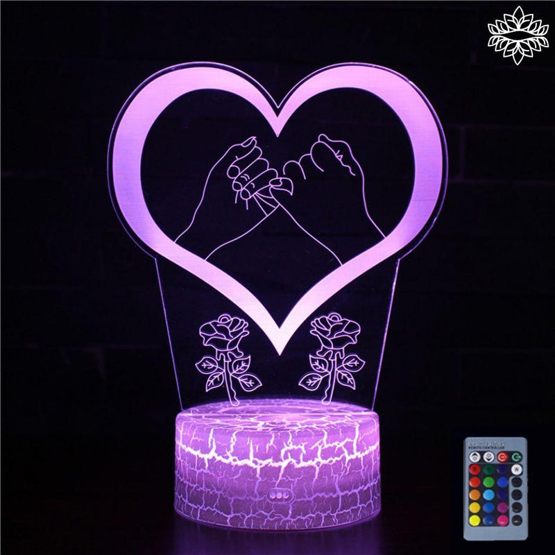 Luminária Romântica em LED 3D - 16 Cores RGB com Controle Remoto