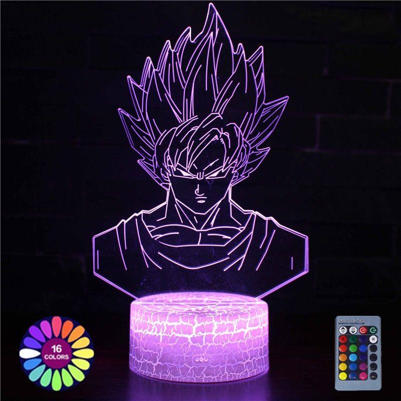 Luminária Dragon Ball Z em LED 3D - 16 Cores RGB com Controle Remoto