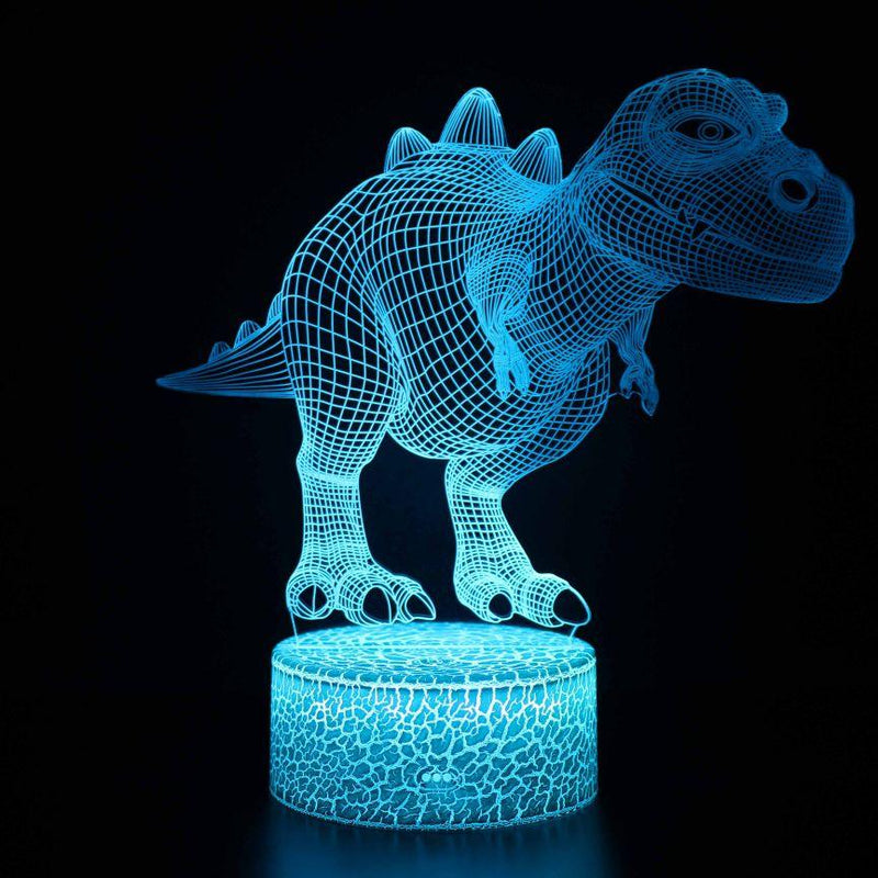 Luminária Dinossauro em LED 3D - 16 Cores RGB com Controle Remoto