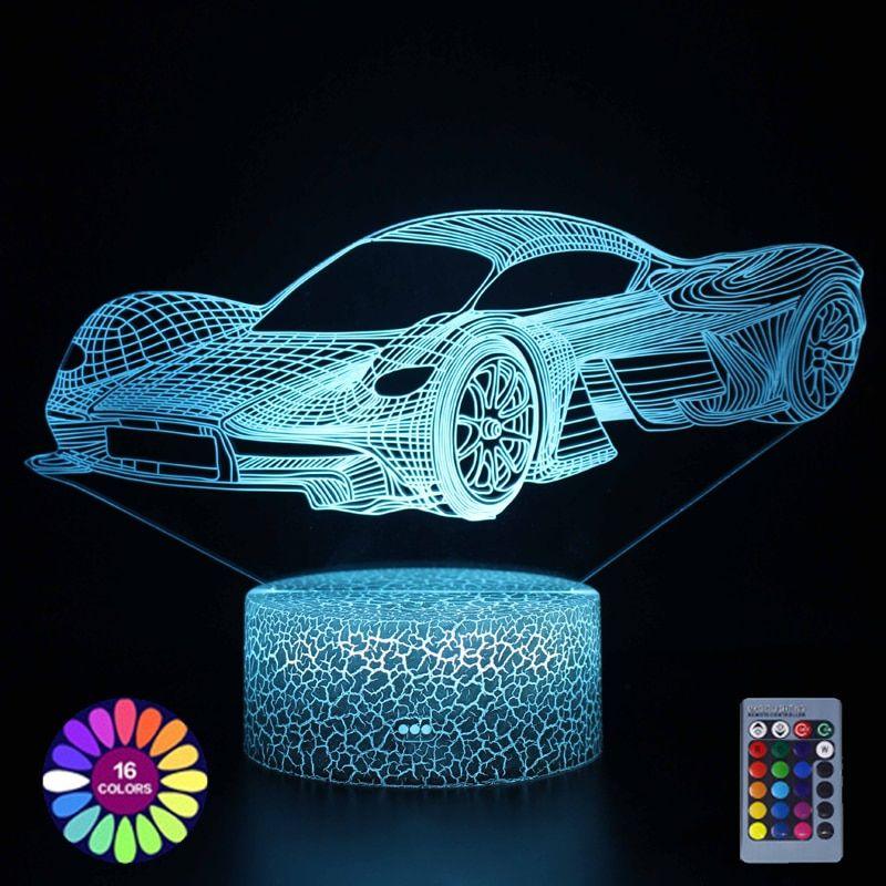 Luminária Carros em LED 3D - 16 Cores RGB com Controle Remoto